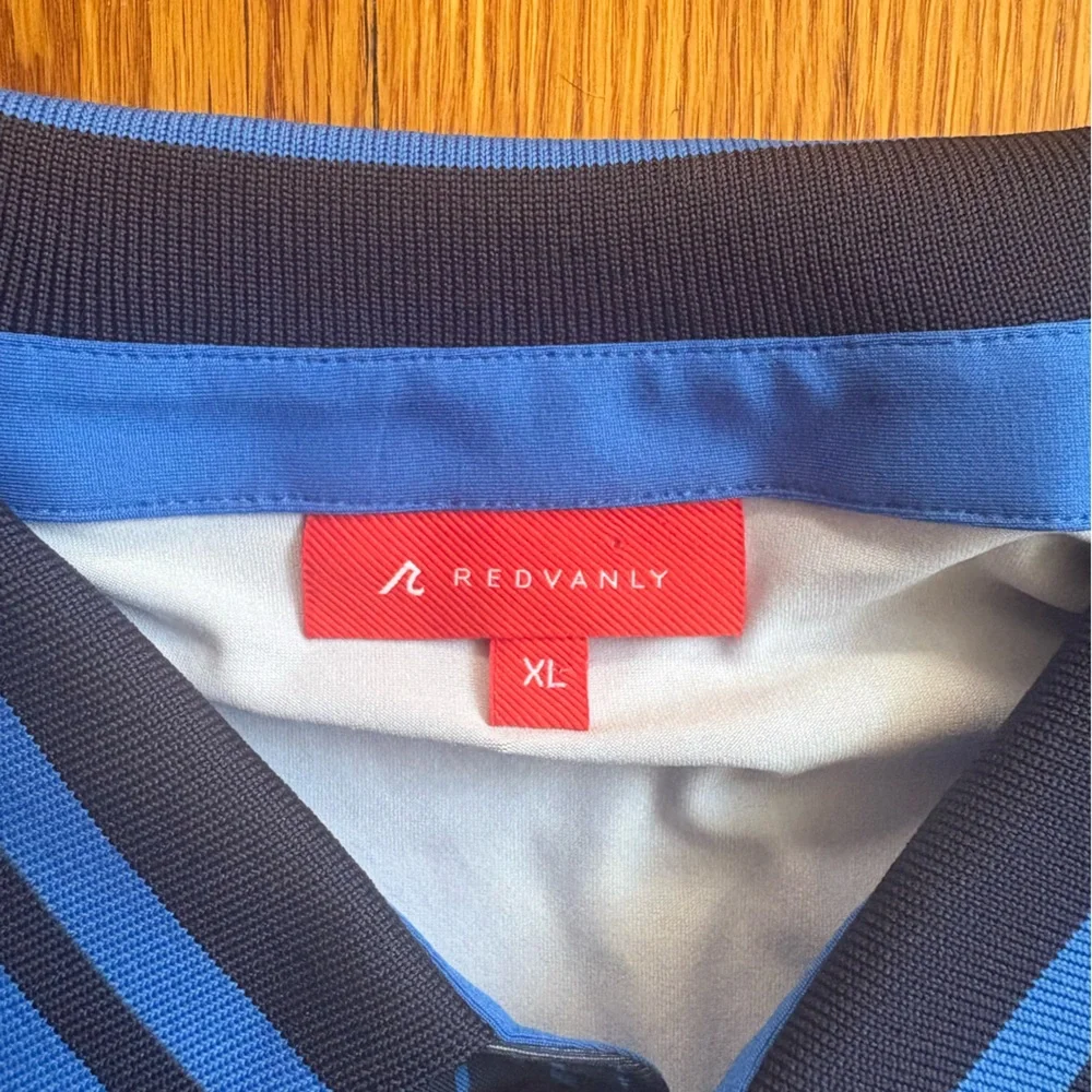 Redvanly Pascal Polo Midnight Navy Geometric Print Golf Athletic Men's Large NWT - Picture 3 of 10